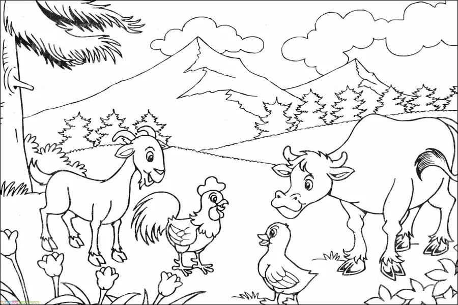 Gambar 22. Mewarnai Hewan-hewan di Pedesaan