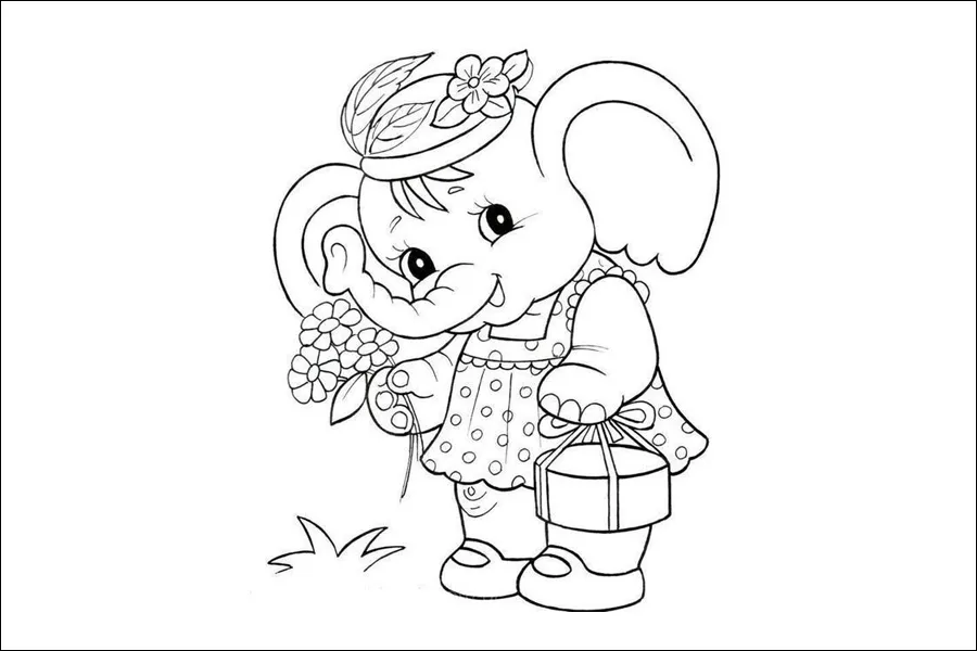 Gambar 25. Mewarnai Gajah Betina Berkostum Imut