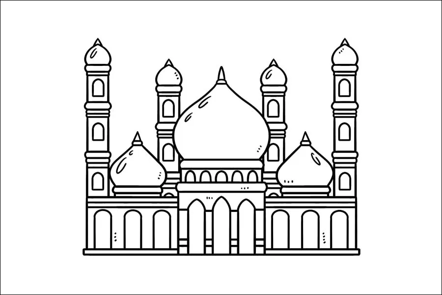 Gambar 28. Mewarnai Gambar Masjid dengan Empat Menara