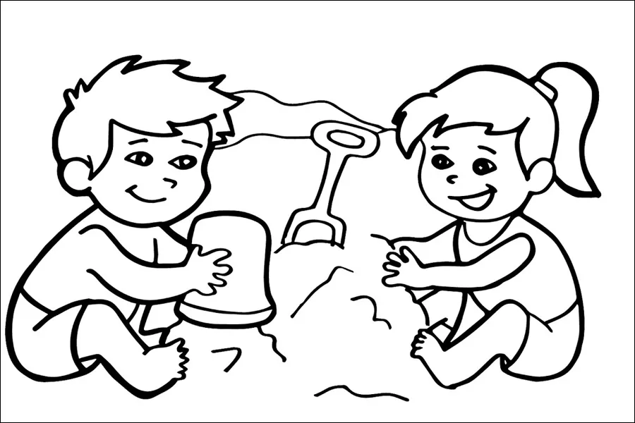 Gambar 29. Mewarnai Anak-anak Bermain Pasir di Pantai