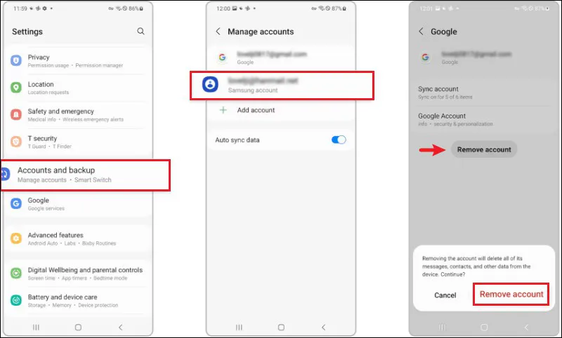 Menghapus Akun Google dari Samsung sebelum reset