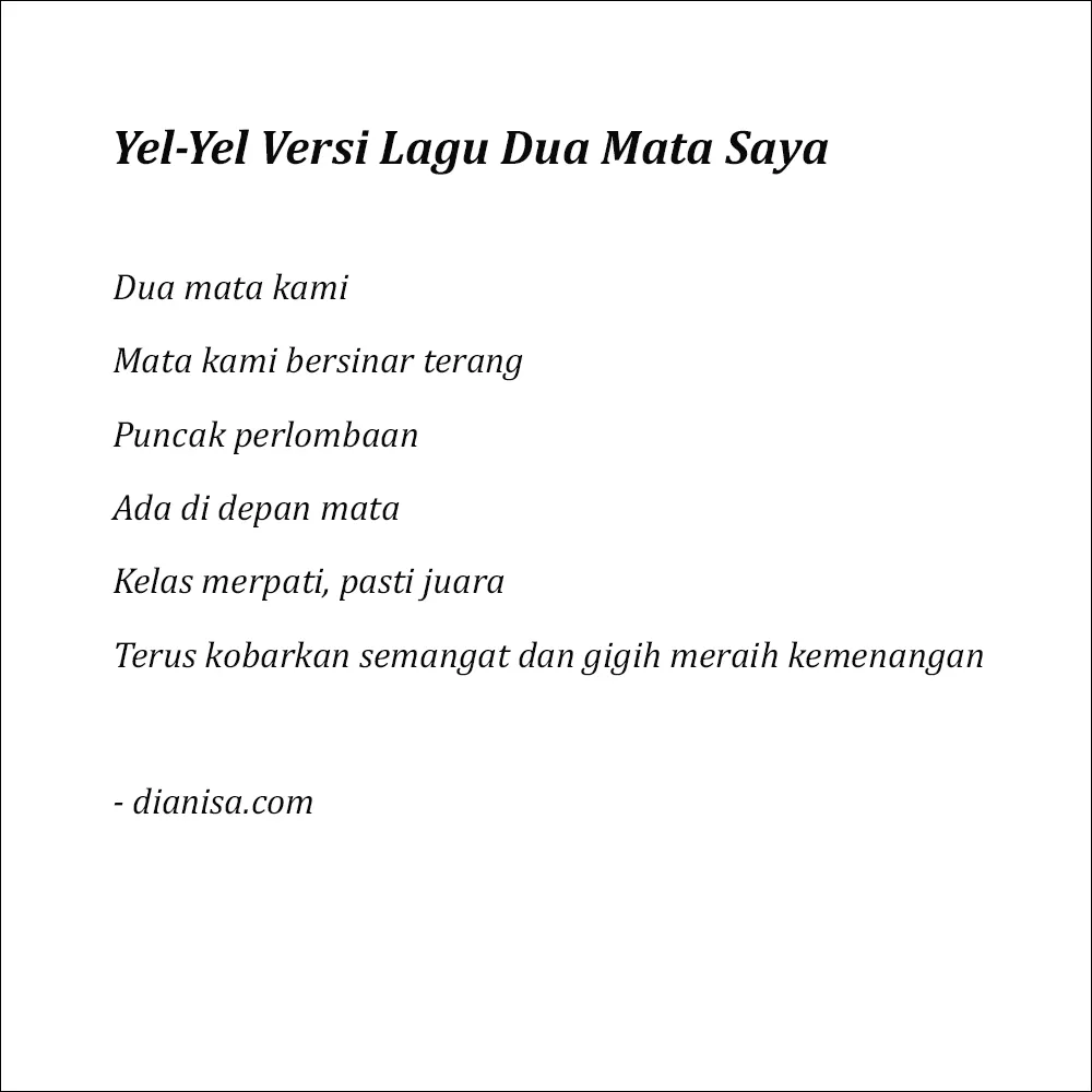 16. Yel - Yel Kelas Versi Lagu Dua Mata Saya