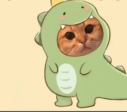 Gambar 02. PP Kucing Couple Terpisah Aesthetic dengan kostum dino (1)