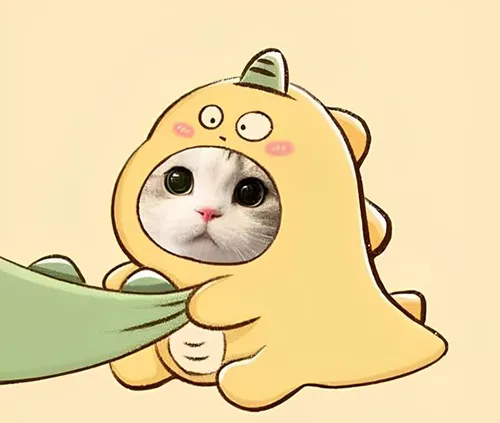 Gambar 02. PP Kucing Couple Terpisah Aesthetic dengan kostum dino (2)