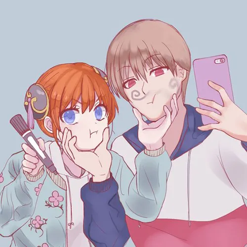 Gambar 04. PP Couple Anime Aesthetic lucu mirror selfie
