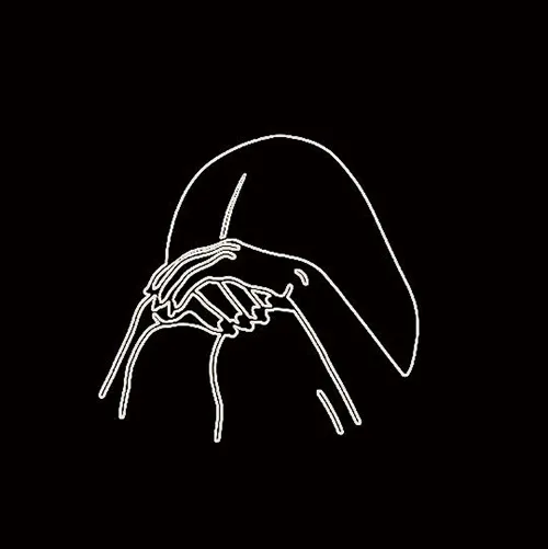 Gambar 04. PP Hitam Polos Sad menutupi wajah ke lutut