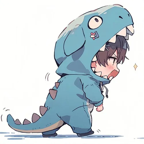 Gambar 14. PP (Foto Profil) Dino Couple anime chibi biru (1)