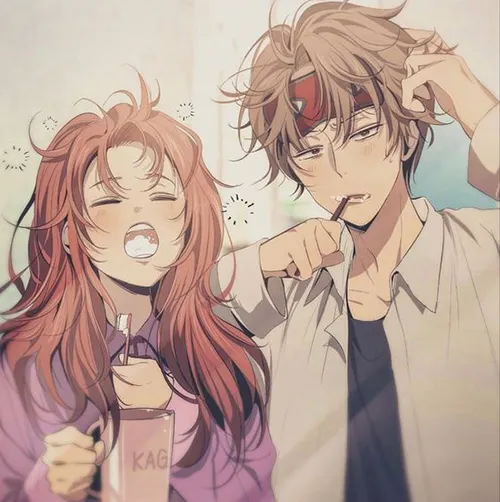 Gambar 23. PP Couple Anime Aesthetic menyikat gigi