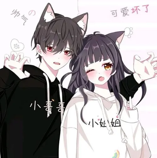 Gambar 32. PP Couple Anime Aesthetic gaya kucing