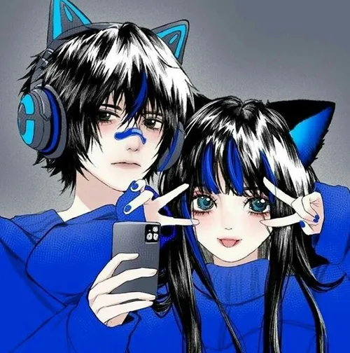 Gambar 33. PP Couple Anime Aesthetic kawai biru