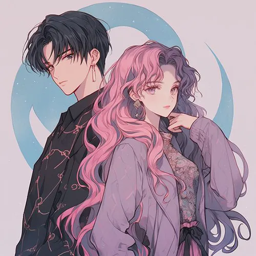 Gambar 36. PP Couple Anime Aesthetic saling memunggungi