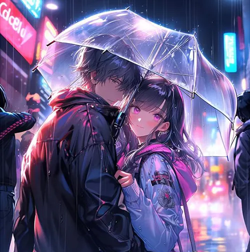 Gambar 41. PP Couple Anime Aesthetic hujan