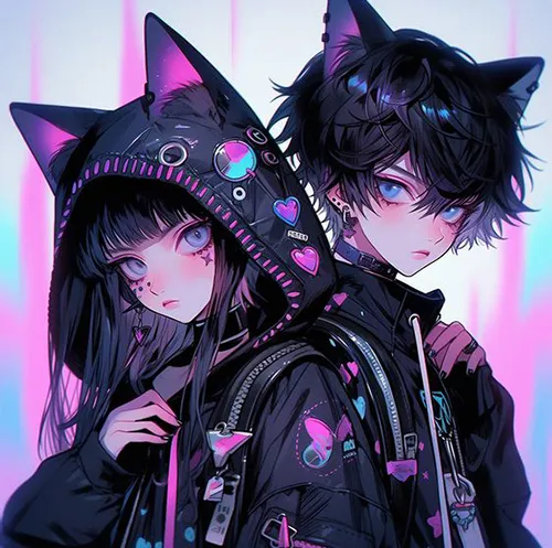Gambar 42. PP Couple Anime Aesthetic cosplay kucing
