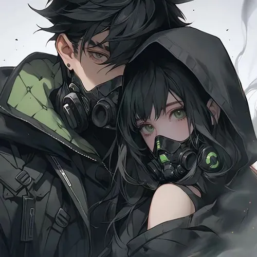 Gambar 44. PP Couple Anime Aesthetic dengan masker keren