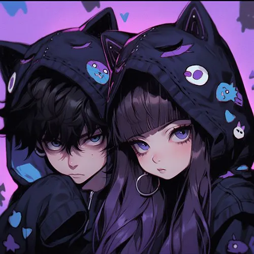 Gambar 48. PP Couple Anime Aesthetic jaket kucing
