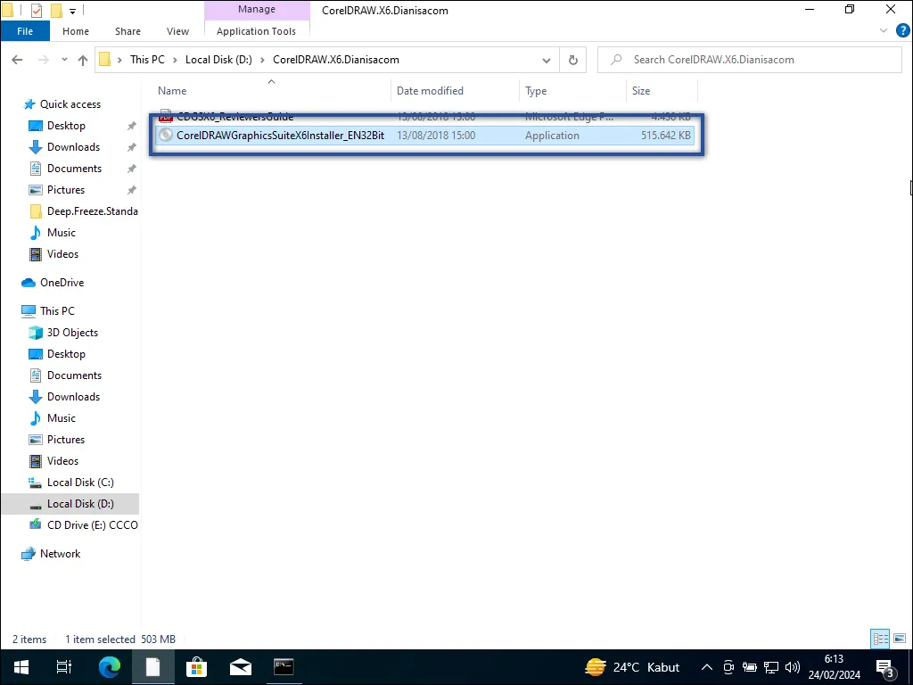 02 Buka file installer CorelDraw X6
