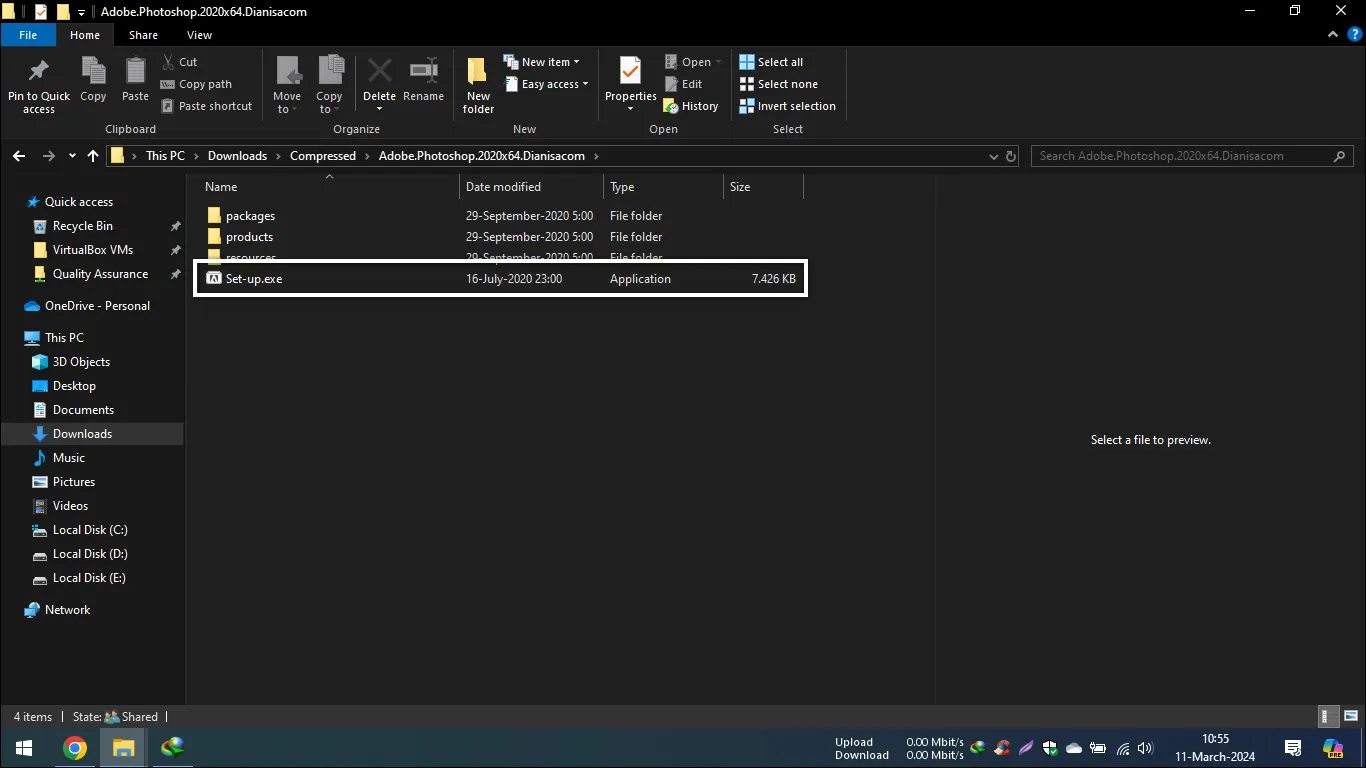 02 Buka folder instalasi Adobe Photoshop 2020
