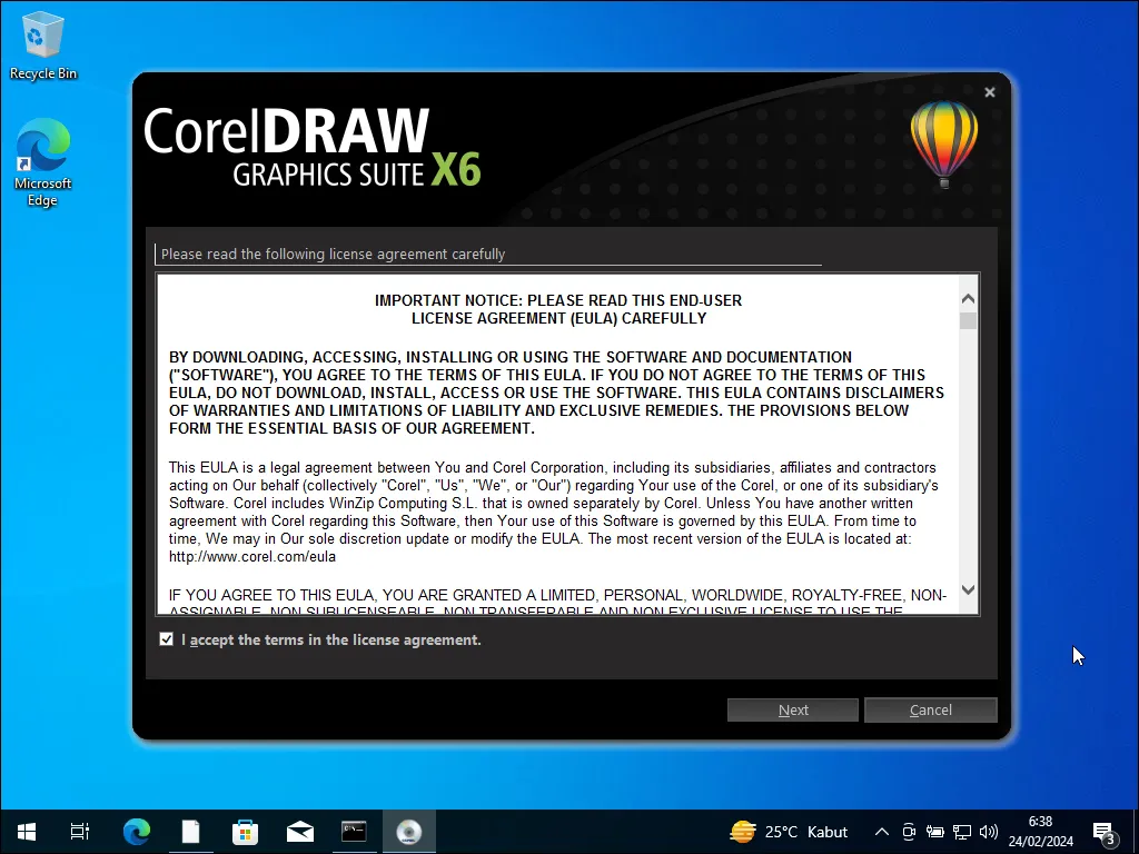 06 - Persetujuan lisensi instalasi CorelDraw X6