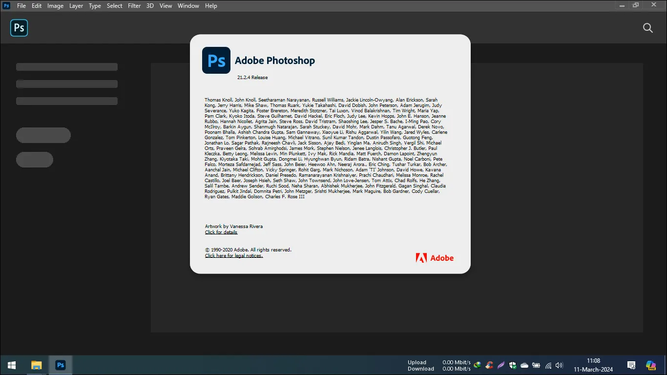 8 tampilan status Adobe Photoshop 2020