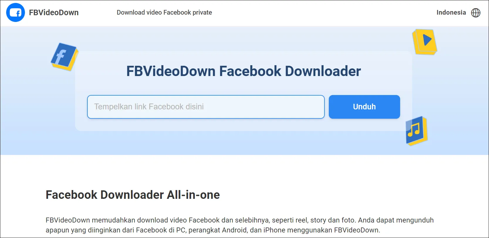 Download Video Facebook Dengan FBVideoDown