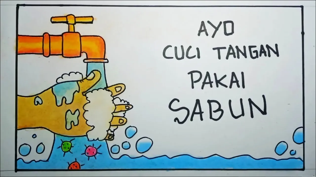 Gambar 03. Poster Mencuci Tangan dengan Air Mengalir