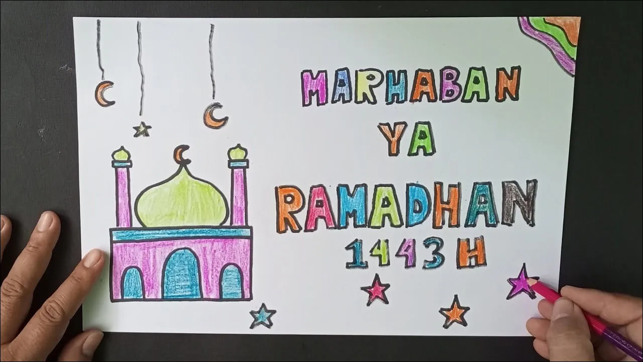 Gambar 07 Poster Marhaban Ya Ramadhan Simpel Warna-warni