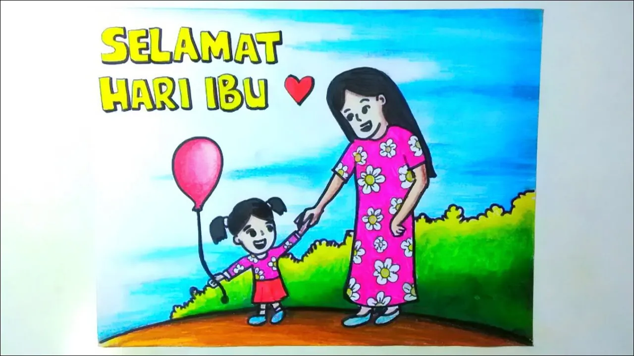 Gambar 09 Poster Selamat Hari Ibu tema Bermain di Taman