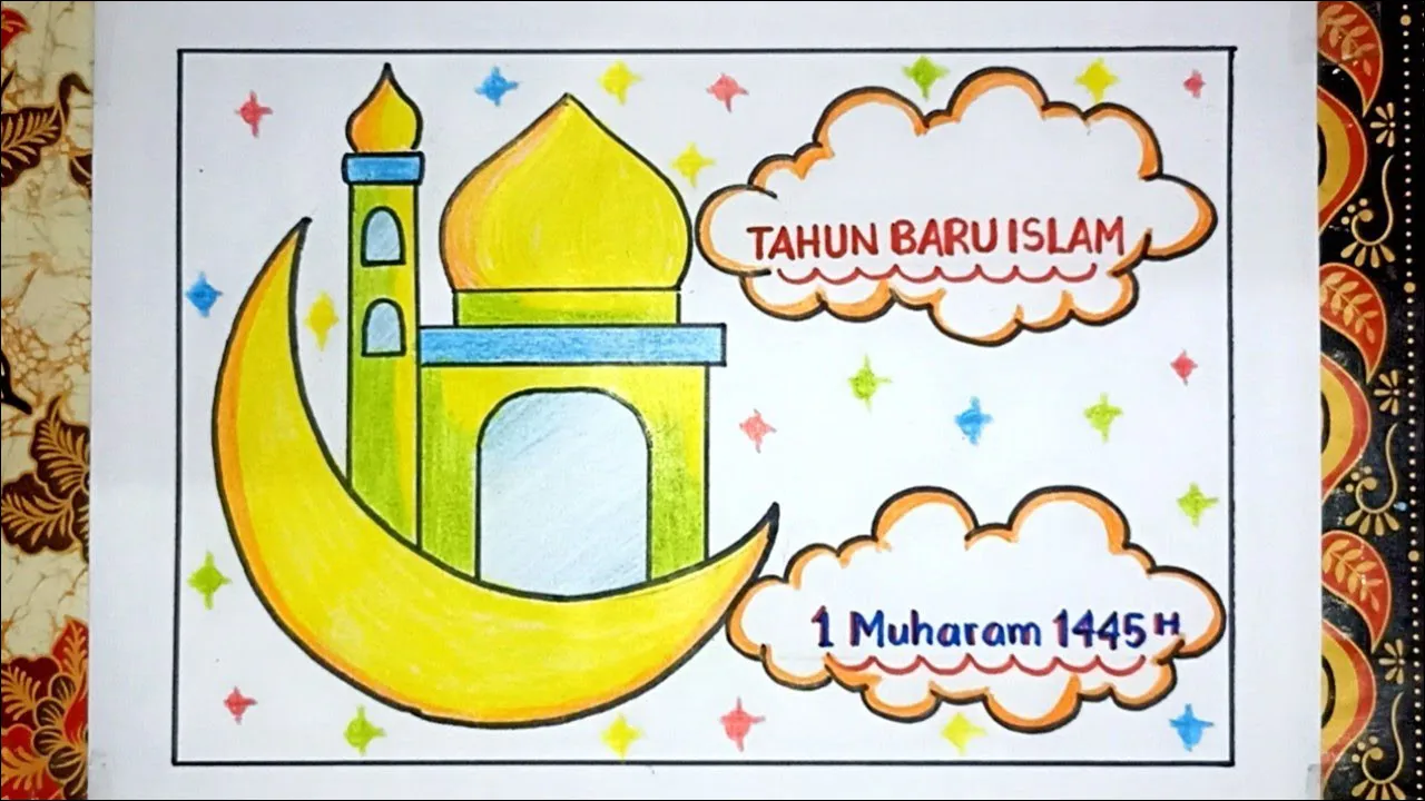 Gambar 09. Poster Tahun Baru Islam Desain Bulan Sabit dan Masjid