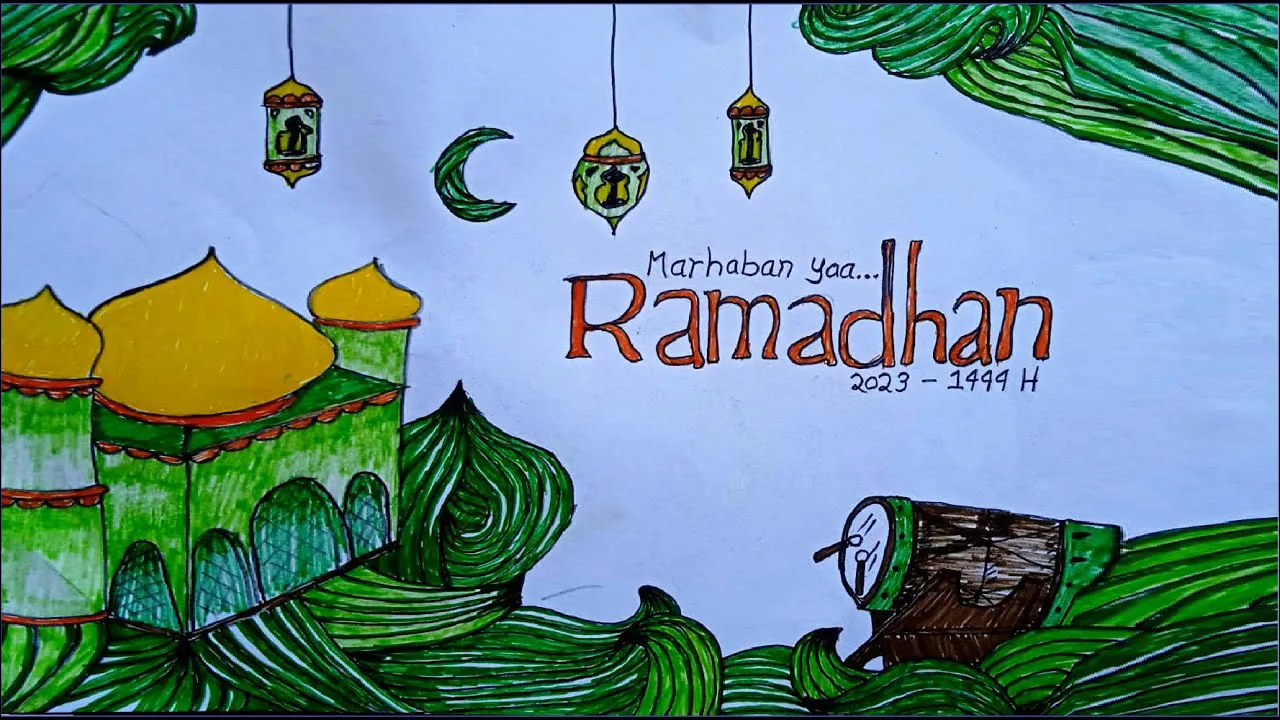 Gambar 15 Poster Marhaban Ya Ramadhan tema Hijau Daun