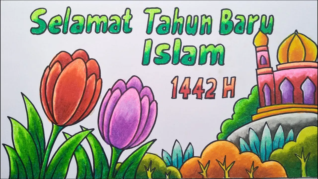Gambar 15. Poster Selamat Tahun Baru Islam dengan tema Bunga & Masjid