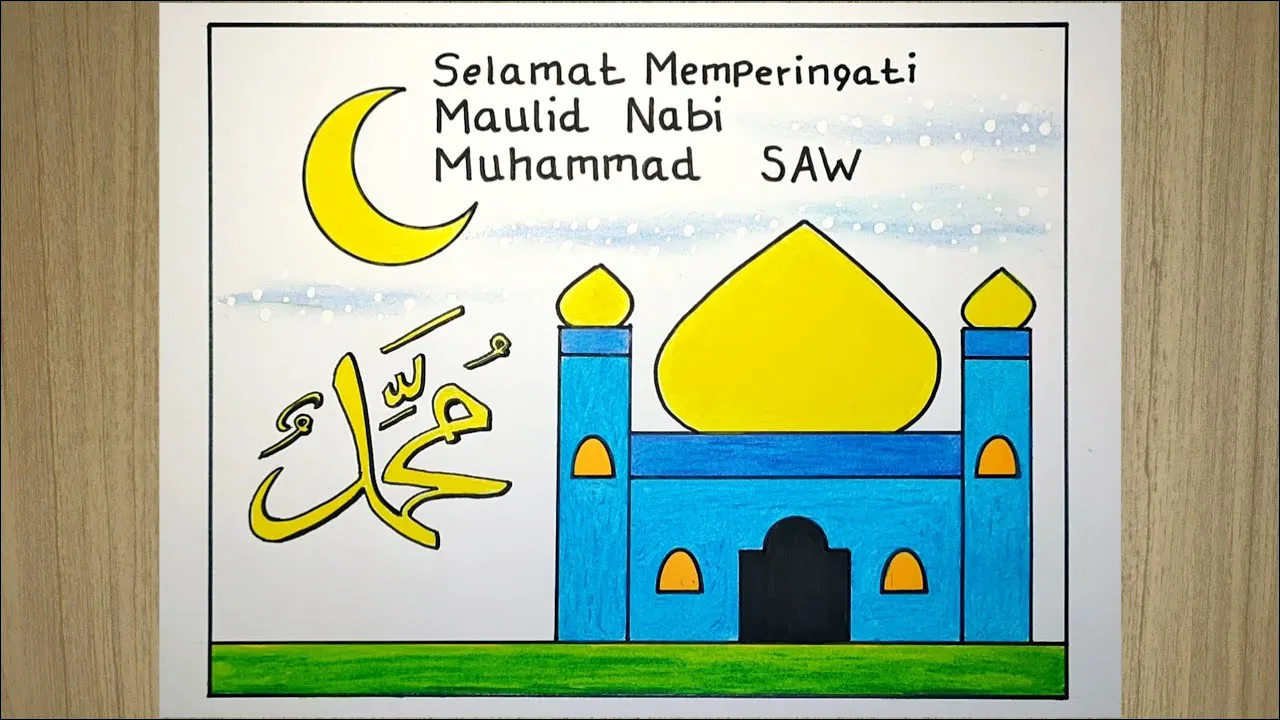 Gambar 18. Poster Maulid Nabi dengan Hiasan Bulan & Masjid