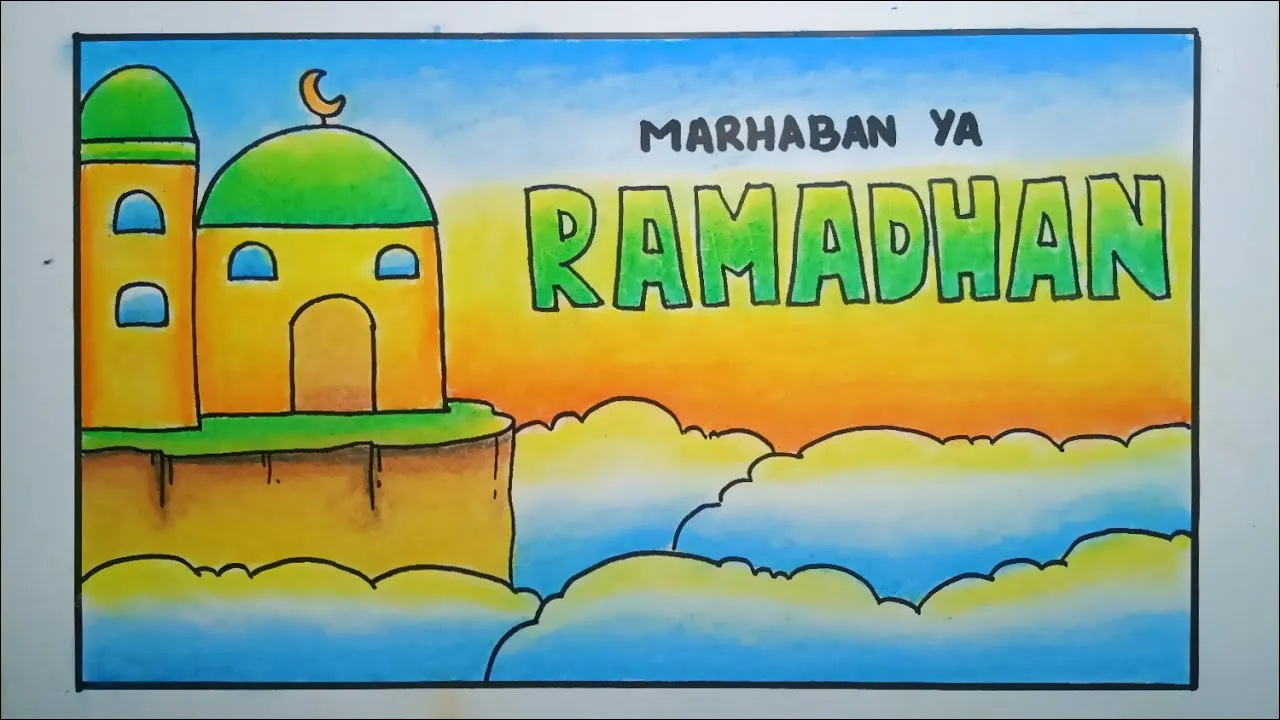 Gambar 29 Poster Marhaban Ya Ramadhan tema Masjid Di atas Awan