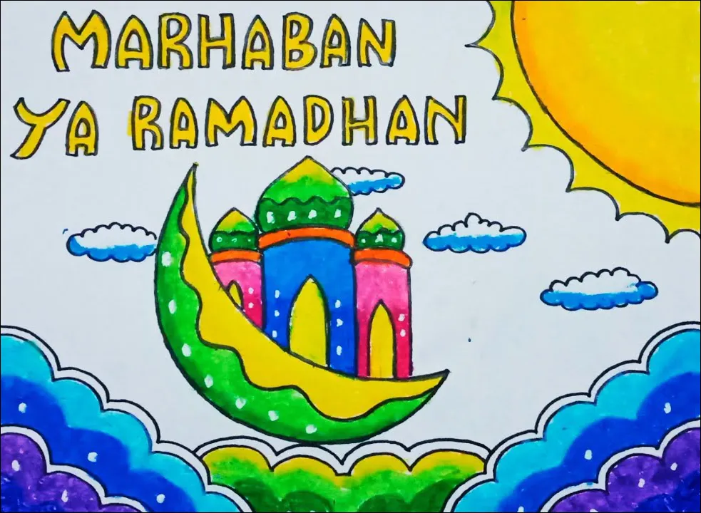 Gambar 33 Poster Marhaban Ya Ramadhan Tema Awan dan Matahari