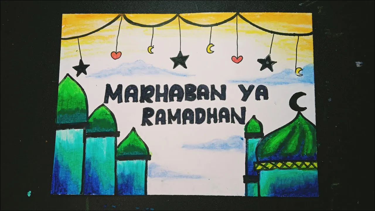 Gambar 47 Poster Marhaban Ya Ramadhan tema Masjid Kubah