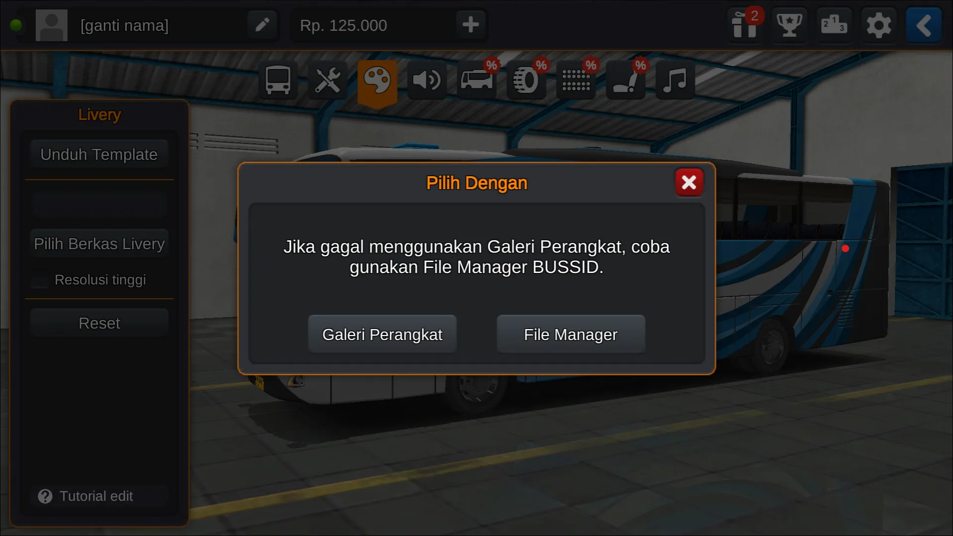 Langkah 3 Memilih tempat berkas penyimpanan - Livery Bussid SDD Super Mewah