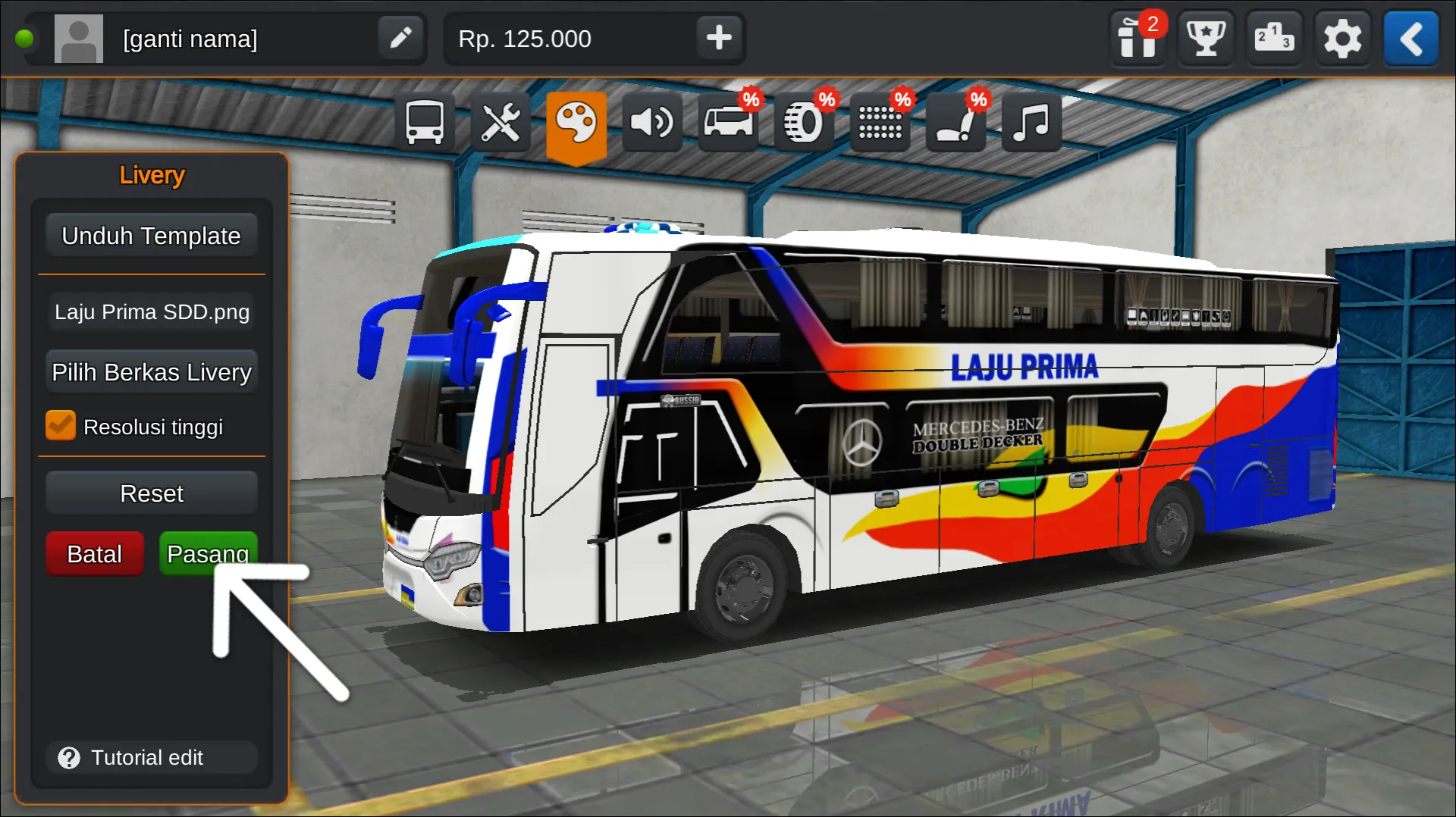 Langkah 6 Memasang Livery Bussid SDD Super Mewah
