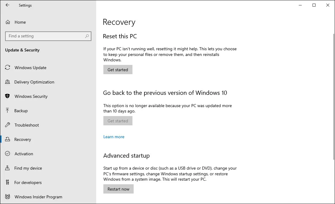 Masuk BIOS Lewat Settings Windows 10