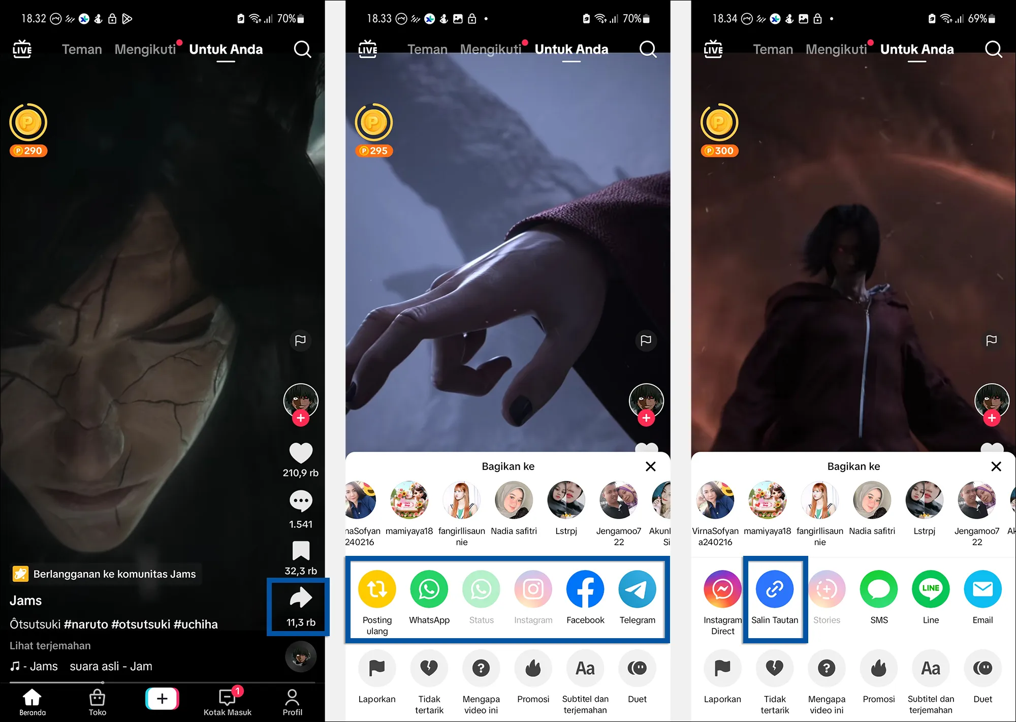 1 Pilih konten TikTok yang ingin di download