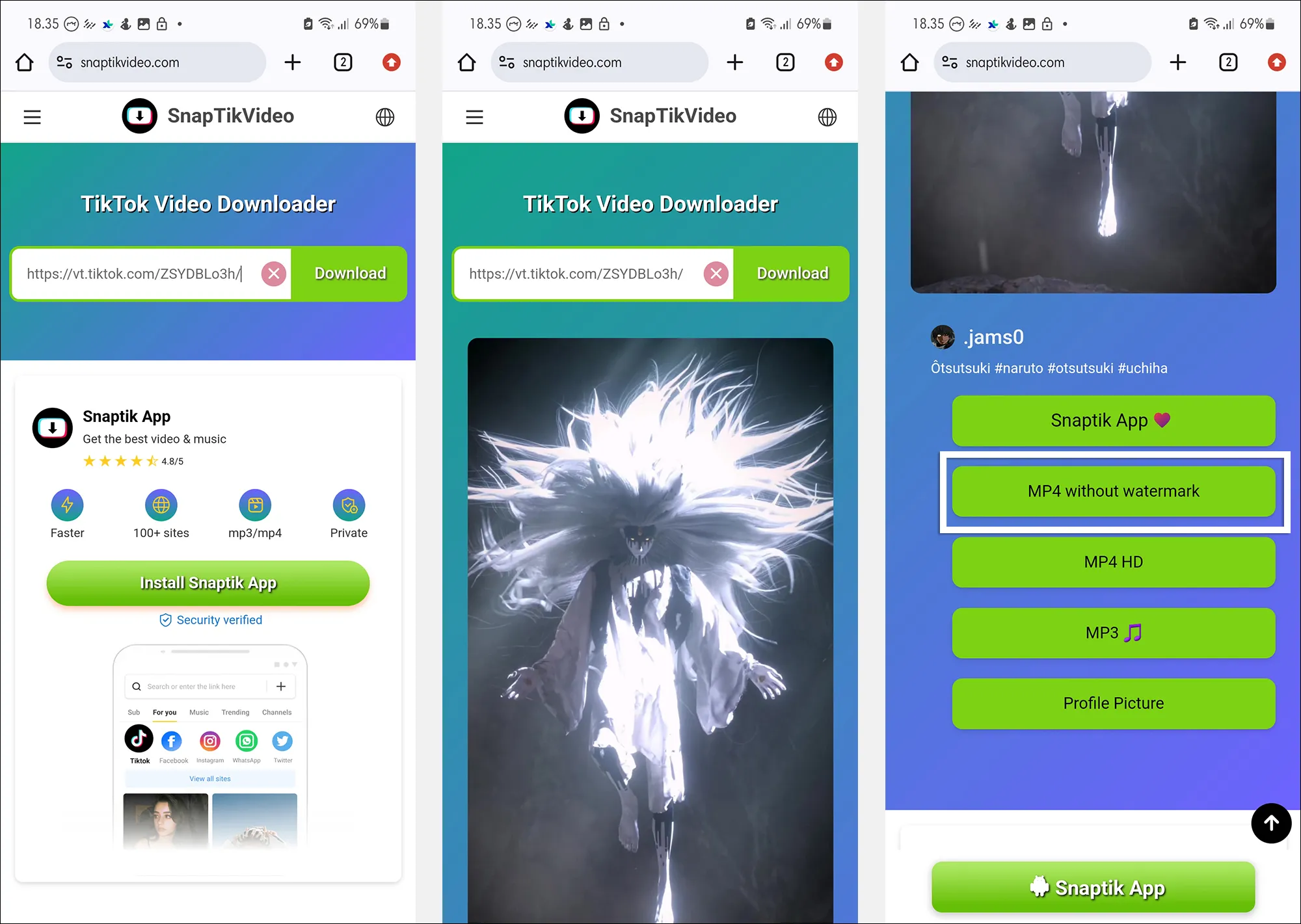 2 Buka SnapTikVideo untuk mengunduh video