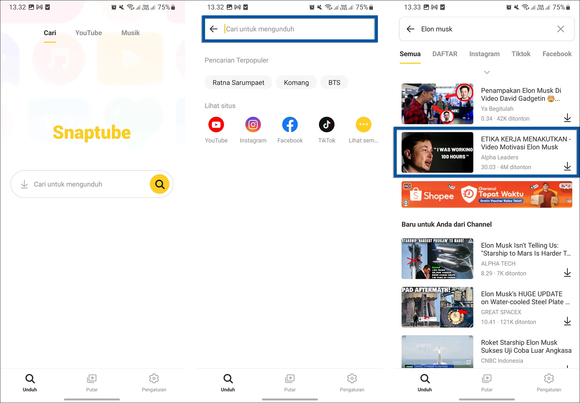 4 Buka aplikasi Snaptube