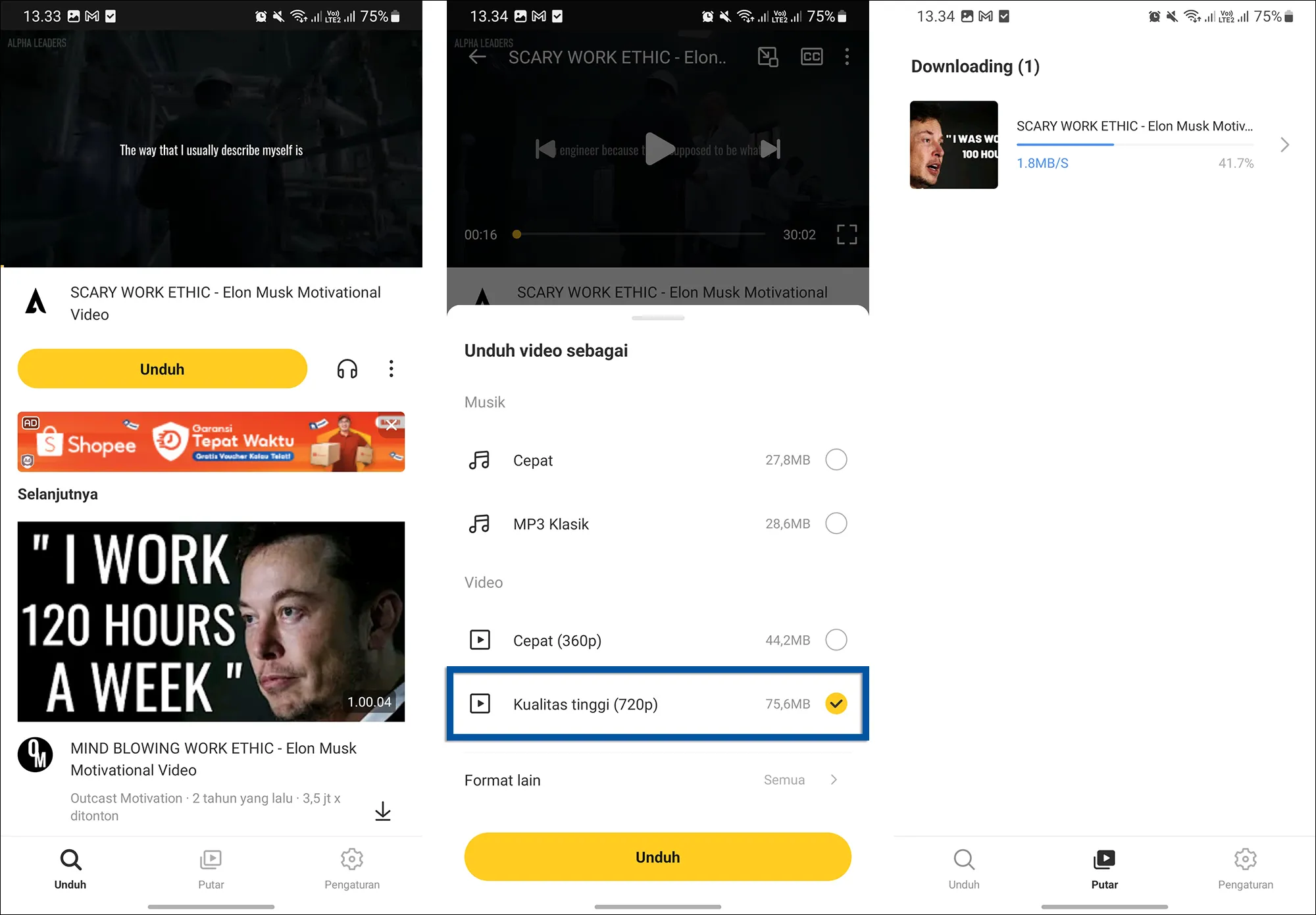 5 Download konten dengan Snaptube