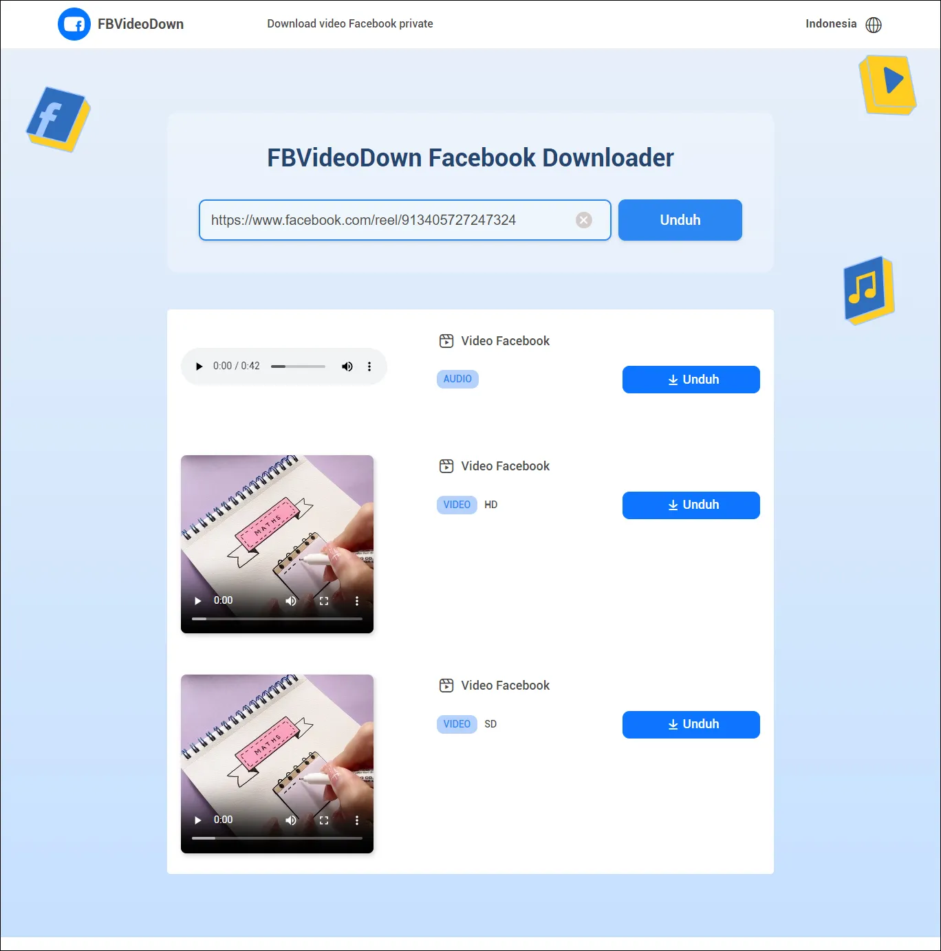 5 Download reel Facebook dari FBVideoDown