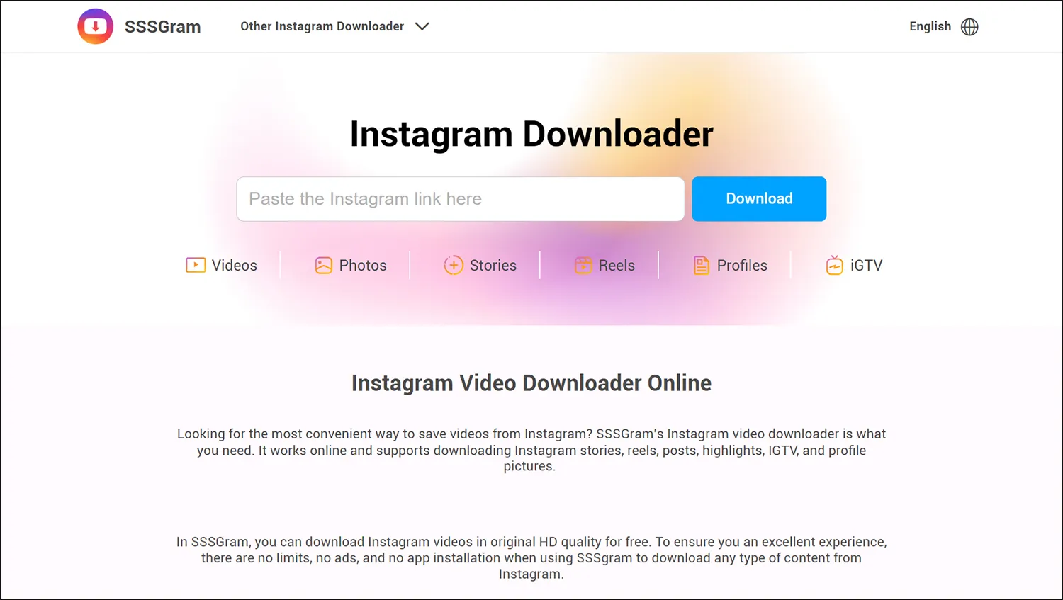 Tampilan SSSGram versi desktop