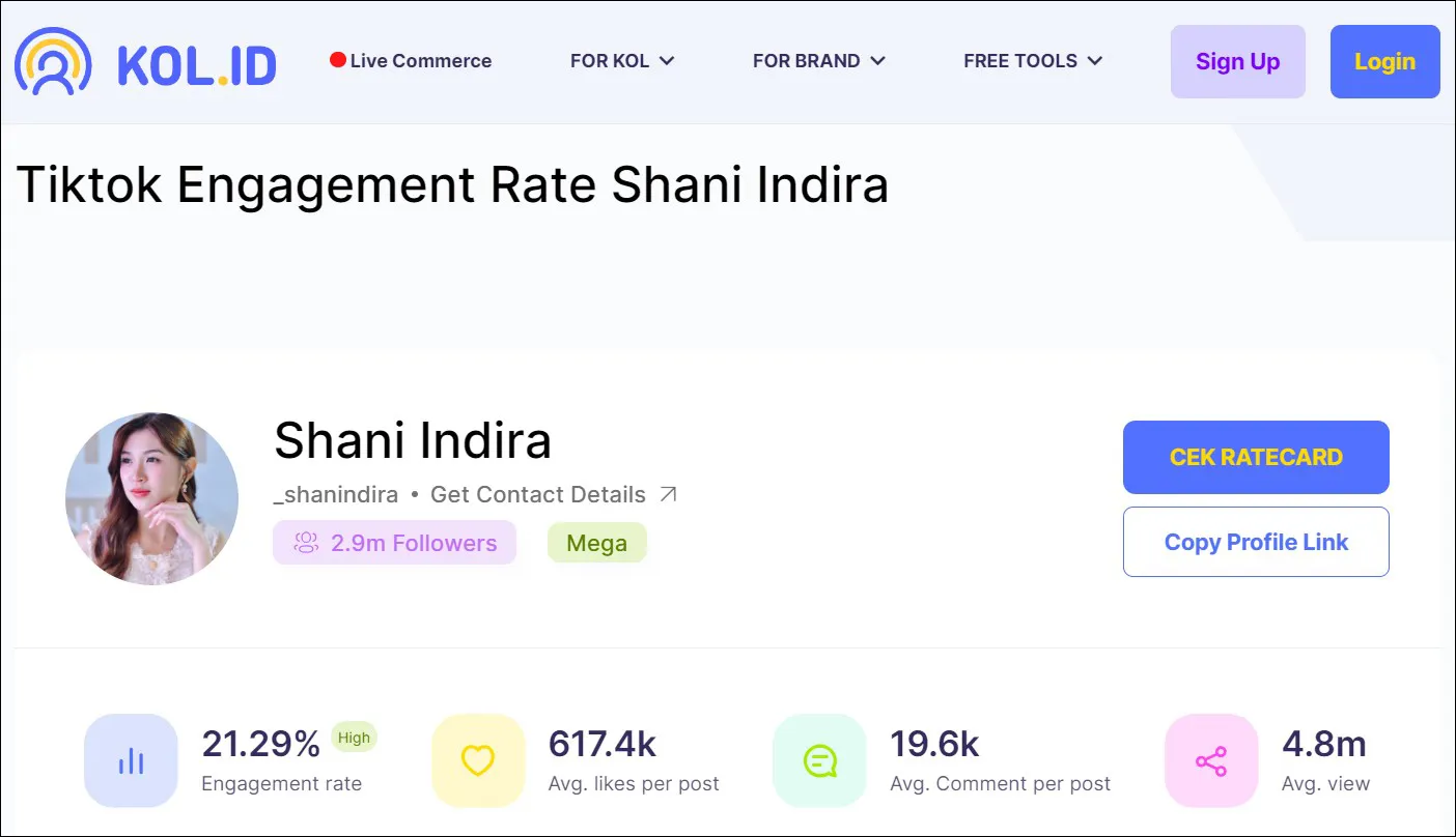 Cek Engagement TikTok KOL ID