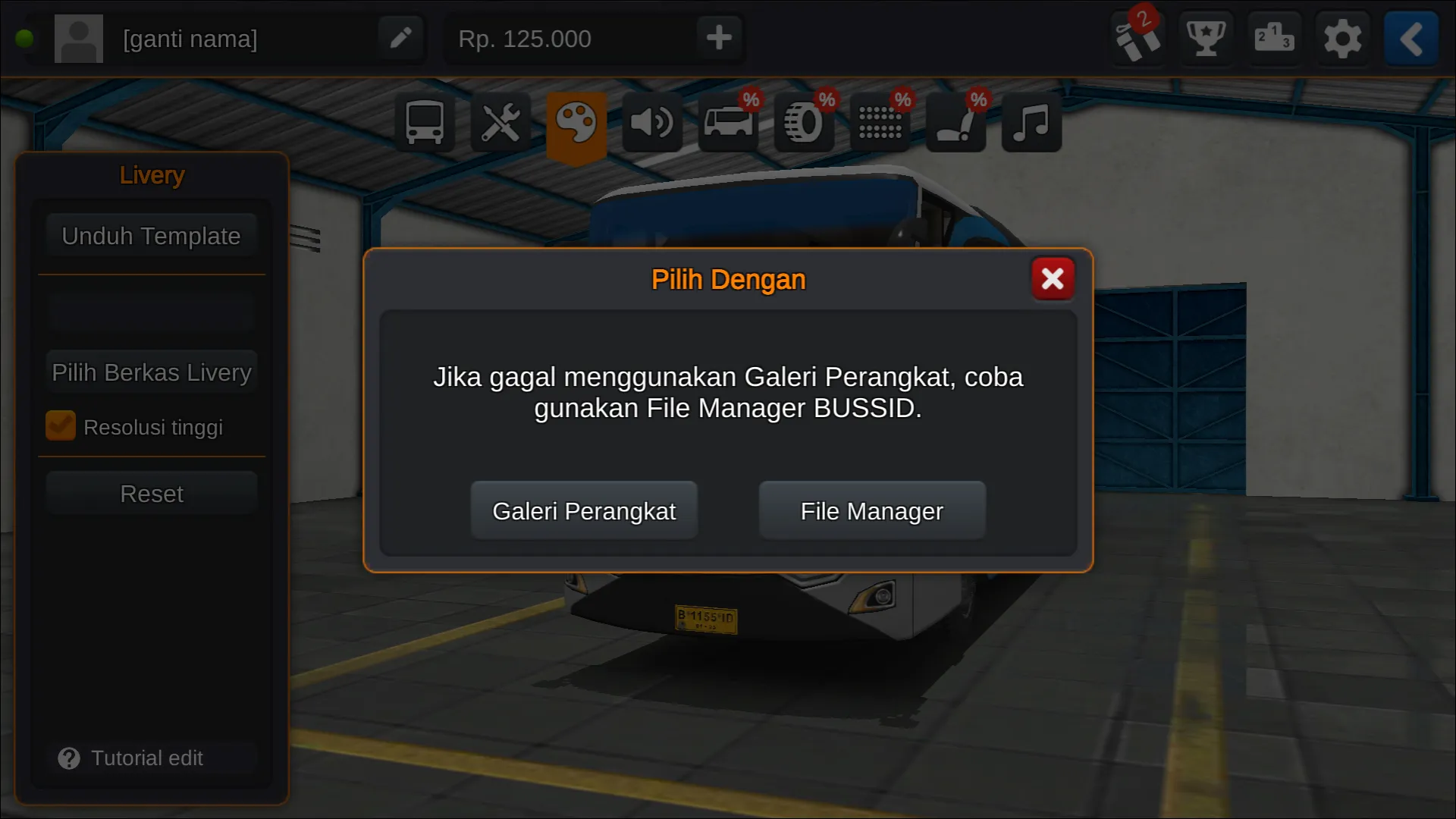 Langkah 3 Memilih tempat berkas penyimpanan - Livery Bussid Arjuna