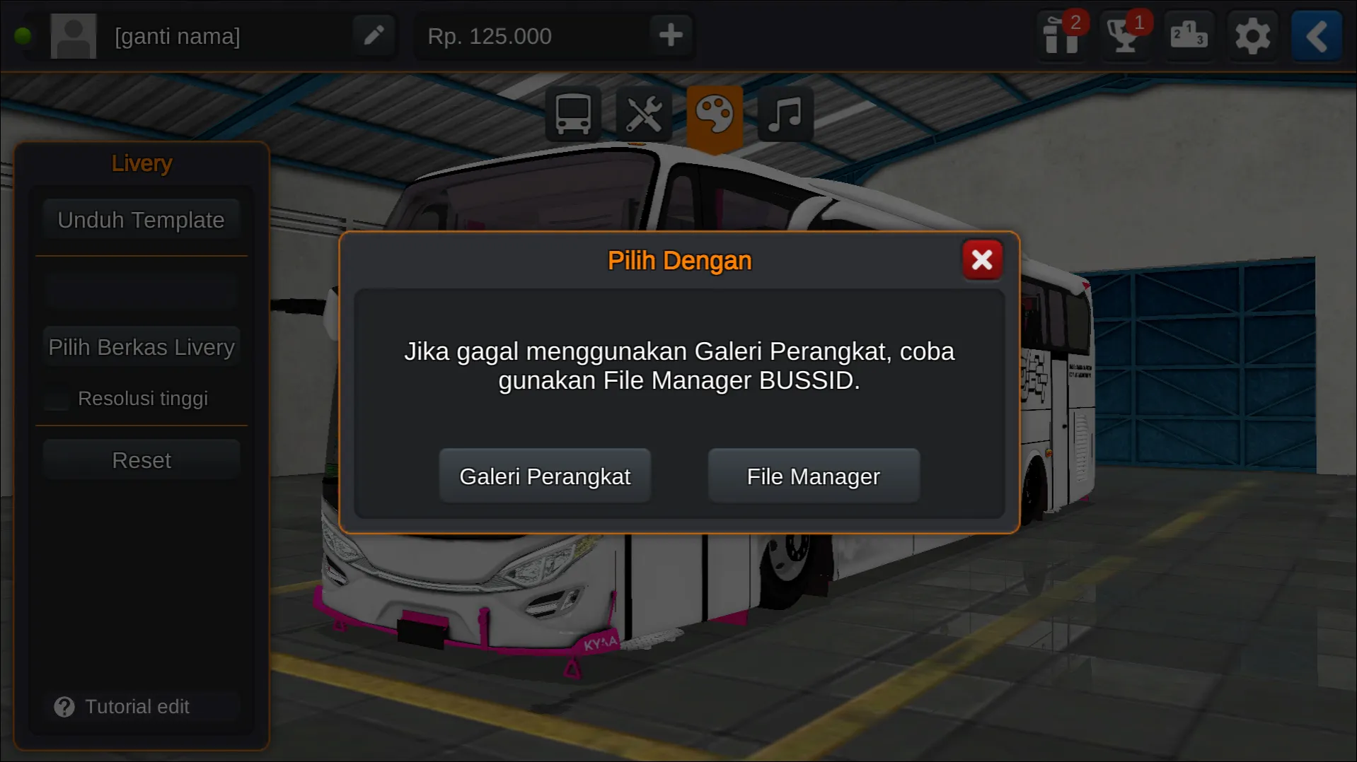 Langkah 3 Memilih tempat berkas penyimpanan - Livery Bussid Nakula SHD
