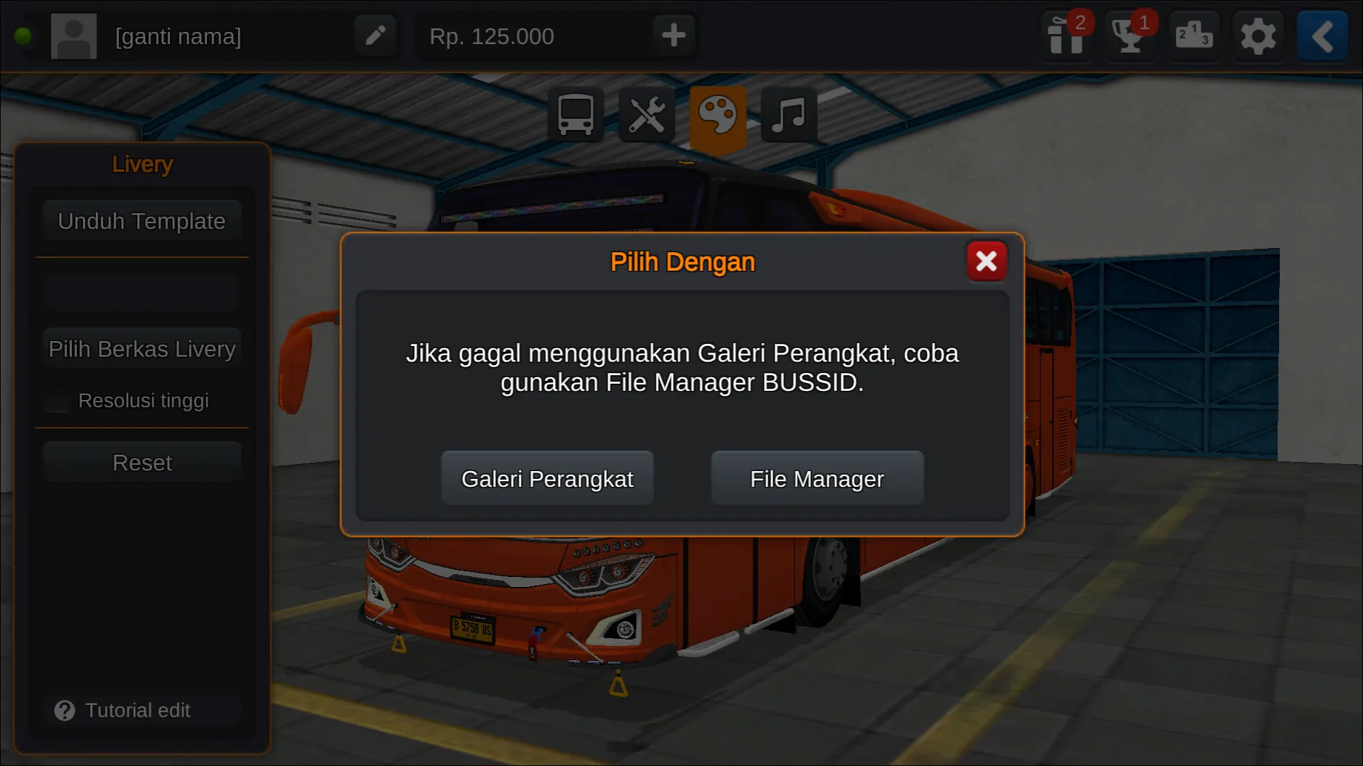 Langkah 3 Memilih tempat berkas penyimpanan - Livery Bussid Rosalia Indah