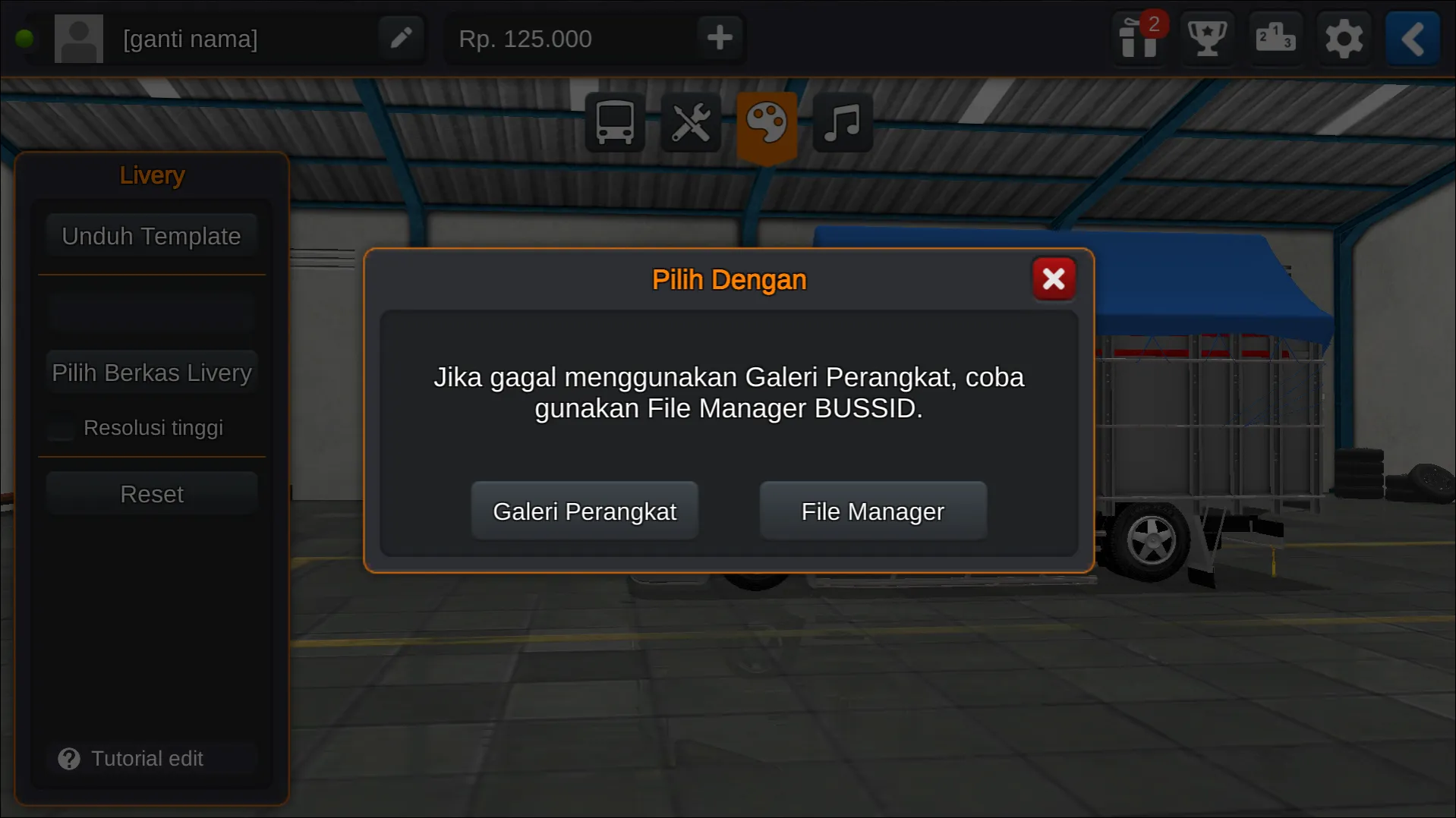 Langkah 3 Memilih tempat berkas penyimpanan - Livery Bussid Truck Canter