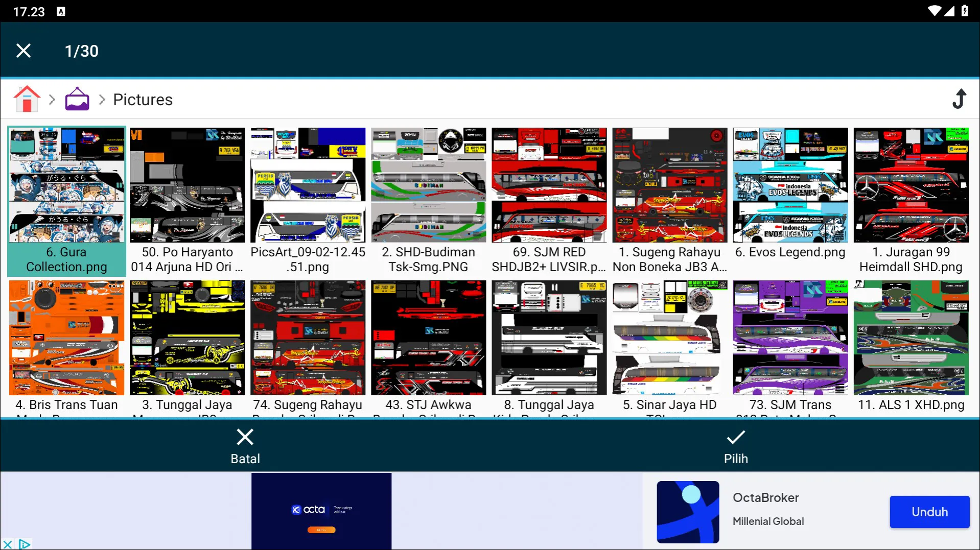 Langkah 5 Memilih Livery yang digunakan - Livery Bussid 3D