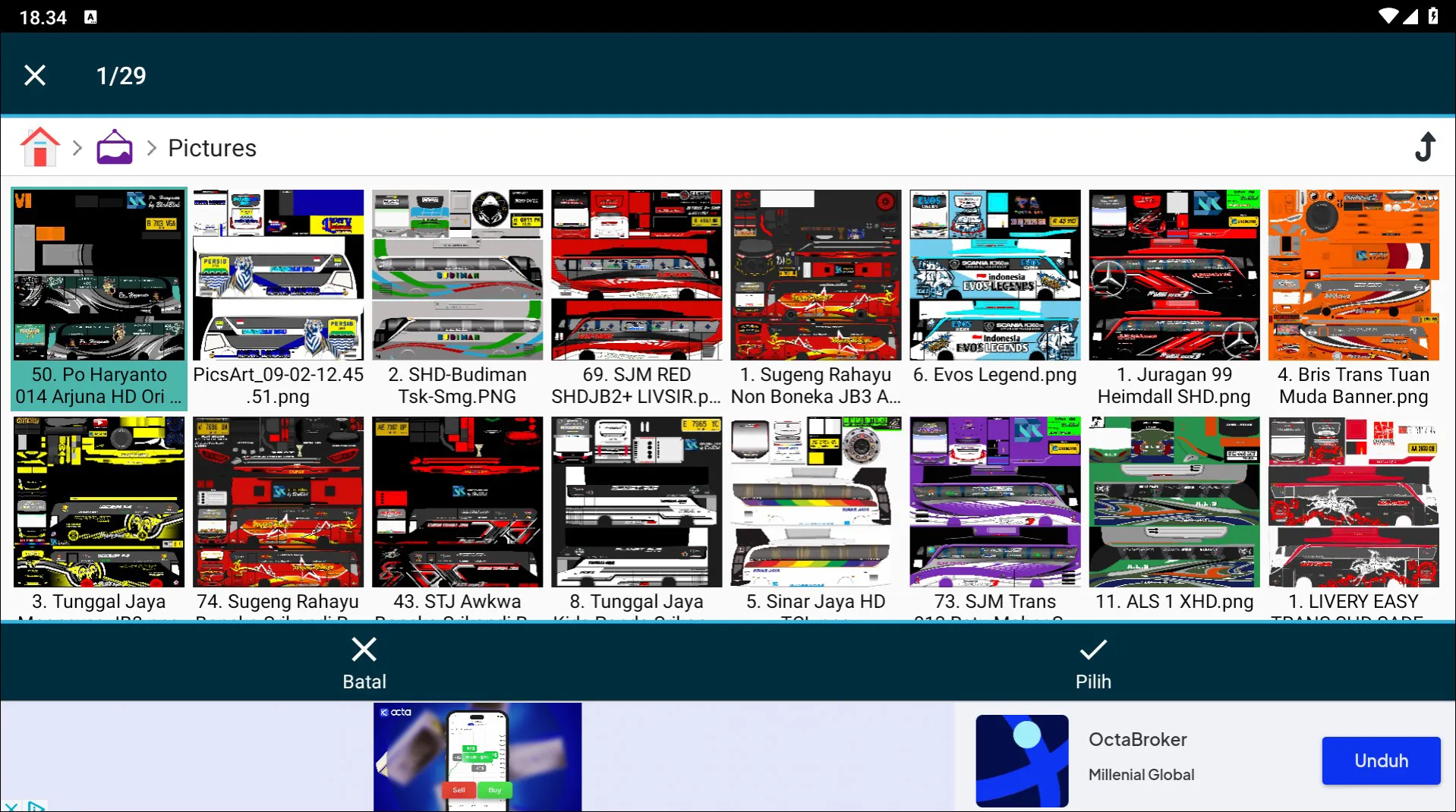 Langkah 5 Memilih Livery yang digunakan - Livery Bussid Arjuna